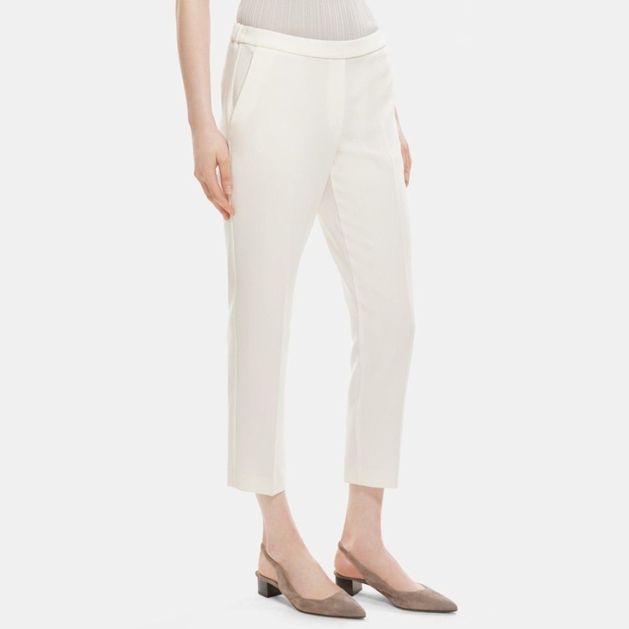 Women Theory Outlet | Cropped Slim Pull-On Pant In Crepe