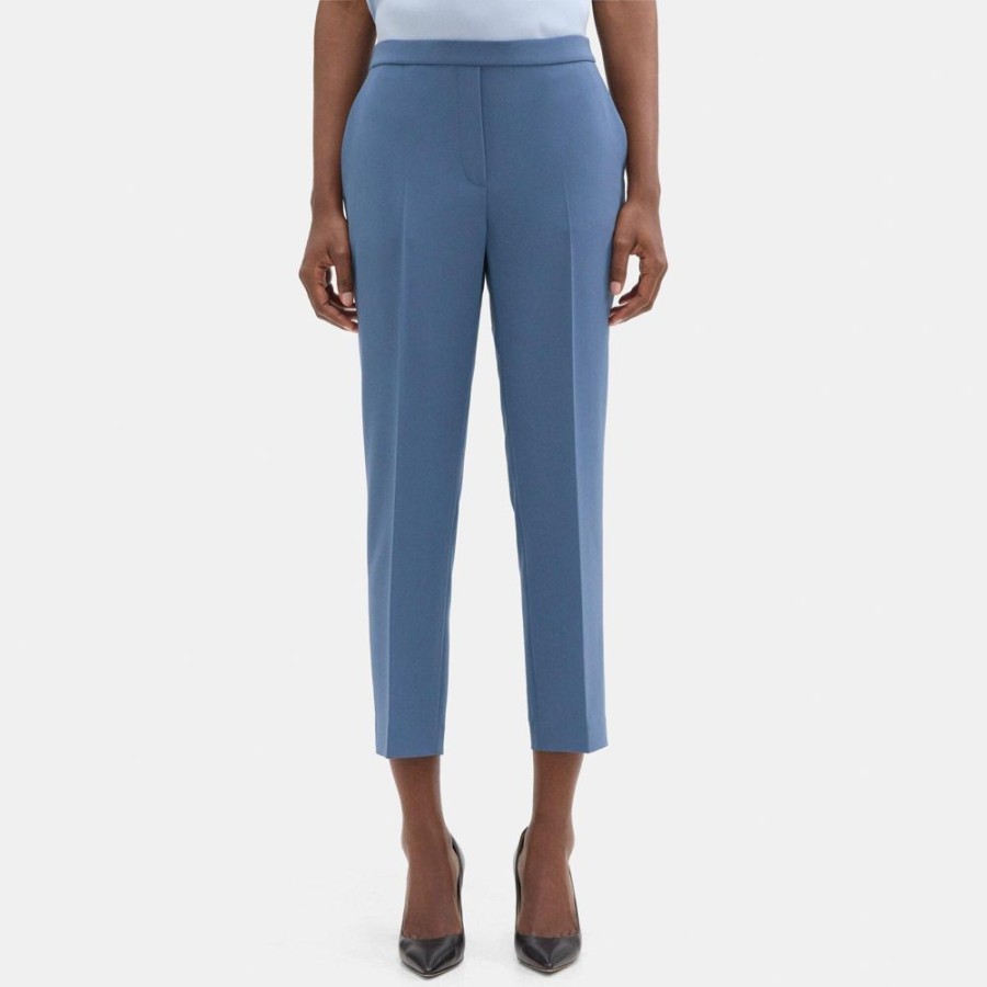 Women Theory Outlet | Cropped Slim Pull-On Pant In Crepe