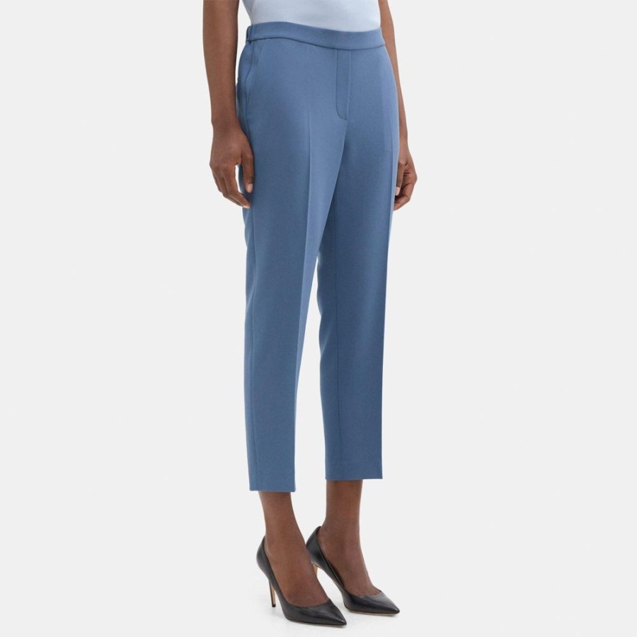 Women Theory Outlet | Cropped Slim Pull-On Pant In Crepe