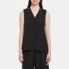 Women Theory Outlet | V-Neck Tank Top In Crepe Black