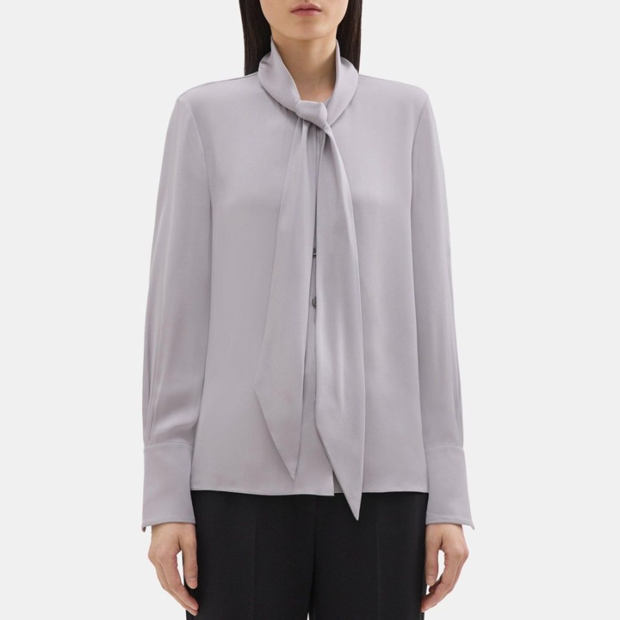 Women Theory Outlet | Scarf Shirt In Silk Gull