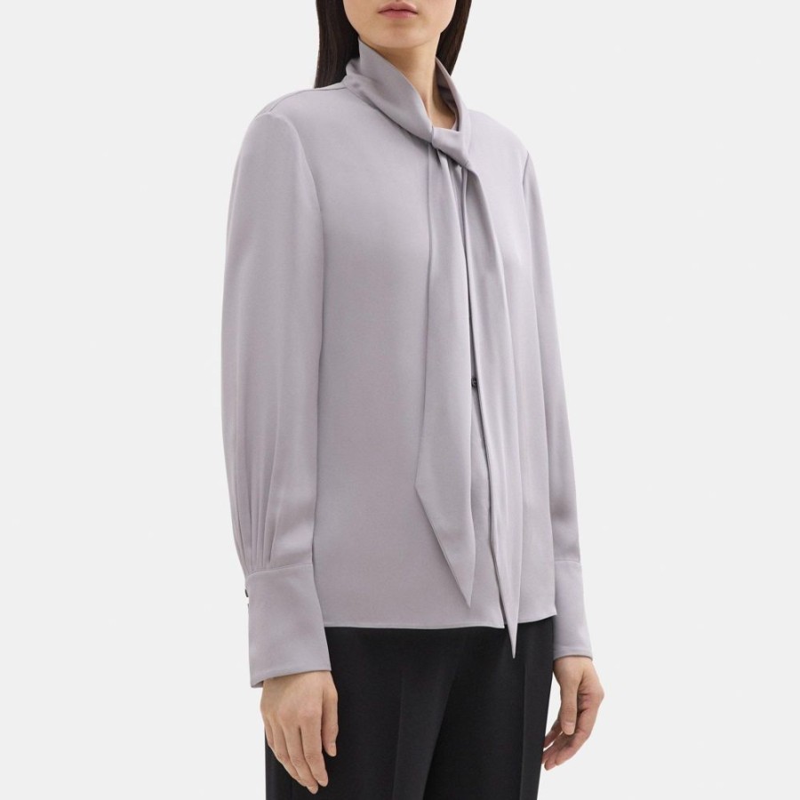 Women Theory Outlet | Scarf Shirt In Silk Gull