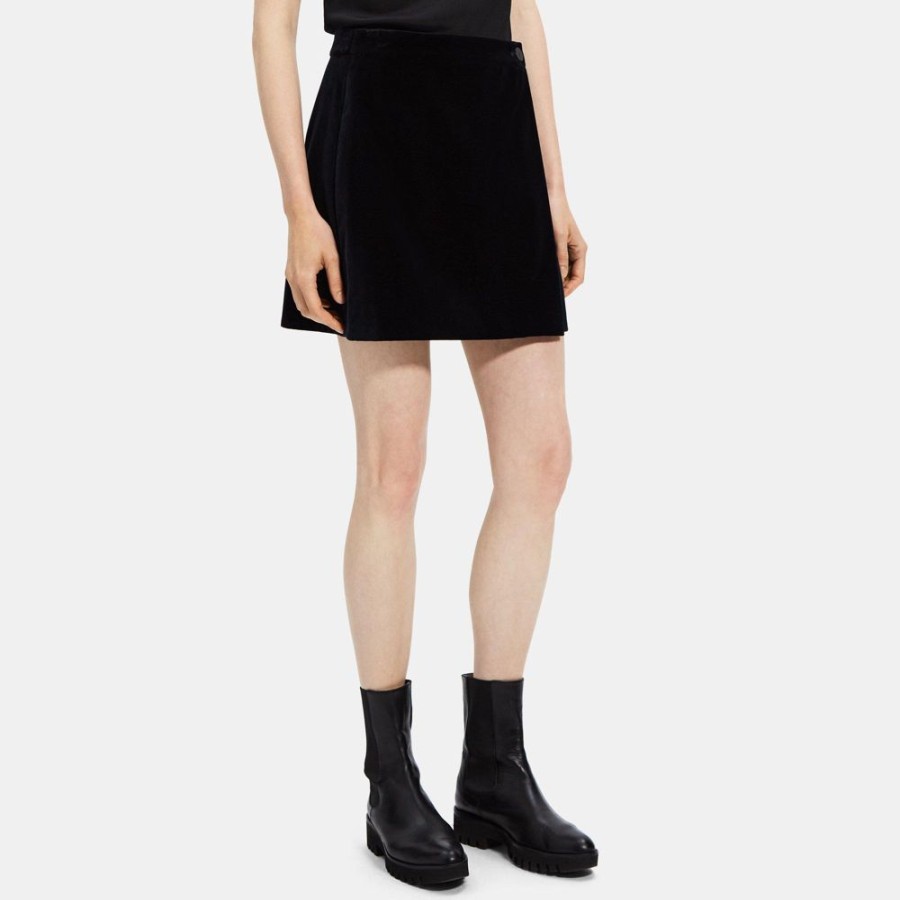 Women Theory Outlet | Wrap Mini Skirt In Stretch Velvet Baltic