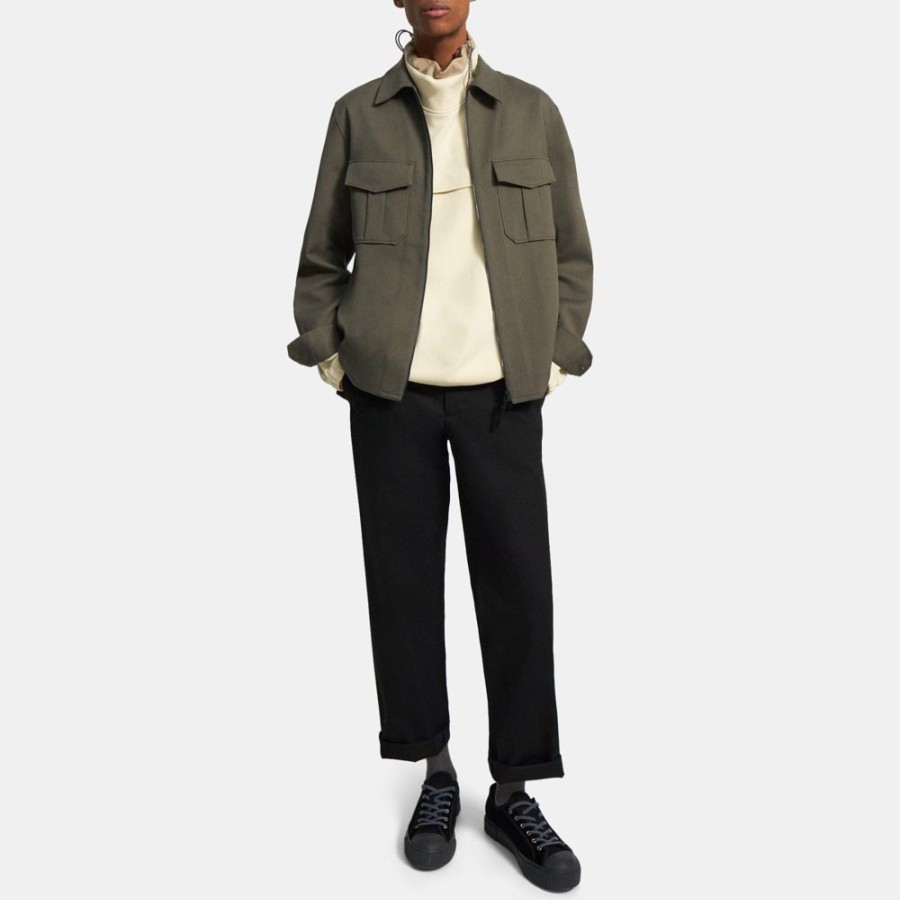 Men Theory Outlet | Cotton-Wool Twill Shirt Jacket Soft Sage