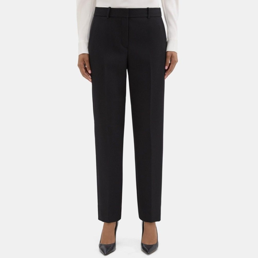 Women Theory Outlet | Classic Crop Pant In Wool-Blend Twill Black