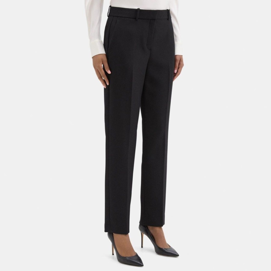 Women Theory Outlet | Classic Crop Pant In Wool-Blend Twill Black