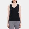 Women Theory Outlet | Easy Tank In Linen-Blend Black