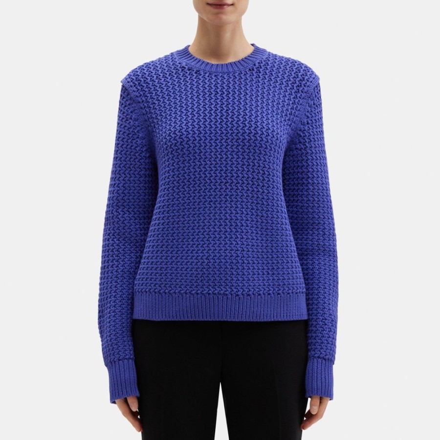 Women Theory Outlet | Crewneck Sweater In Cotton-Nylon Saltwater