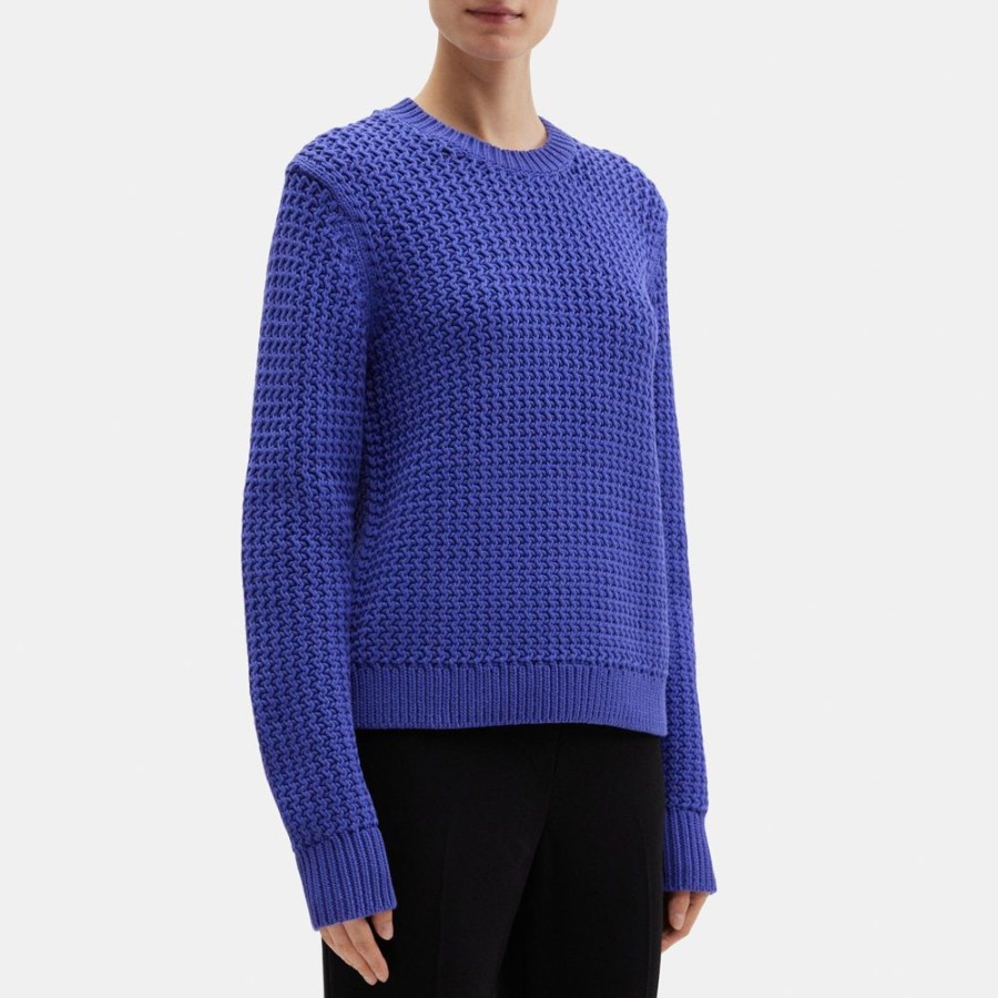 Women Theory Outlet | Crewneck Sweater In Cotton-Nylon Saltwater