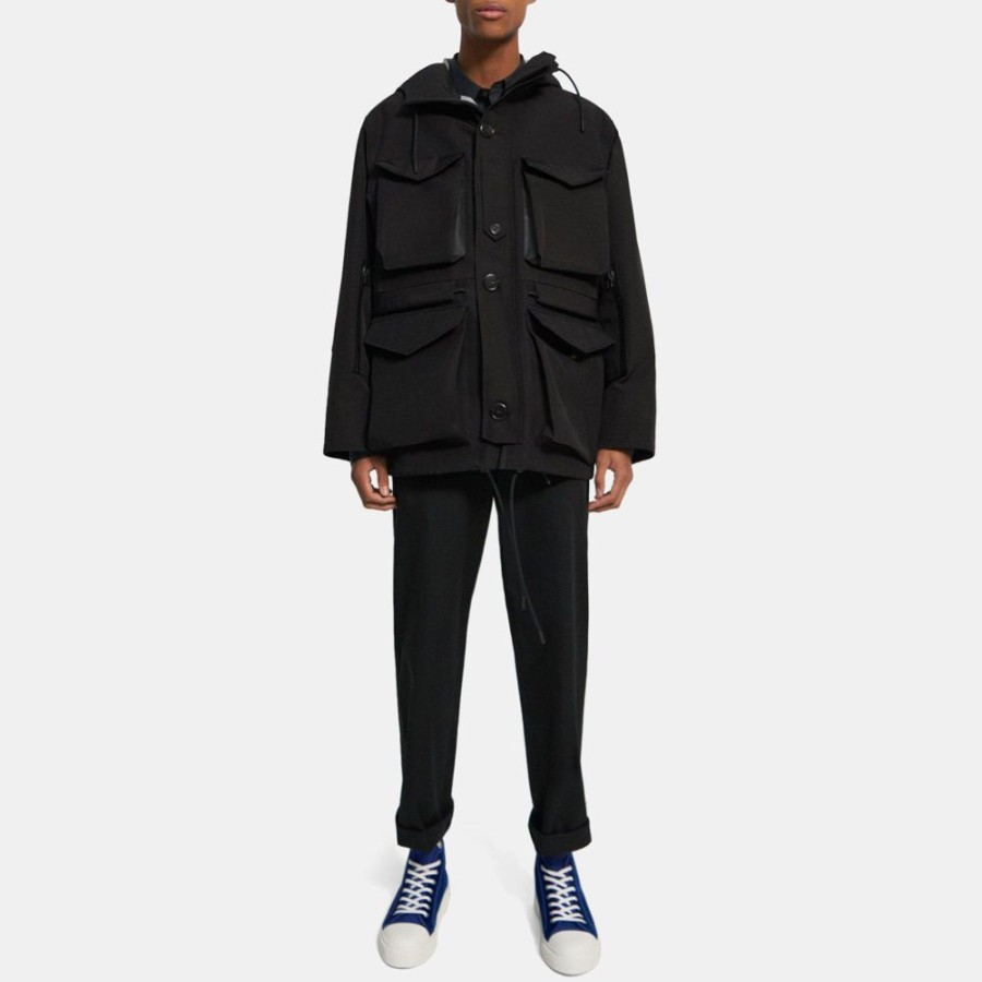 Men Theory Outlet | Backed Tech Military Jacket Black