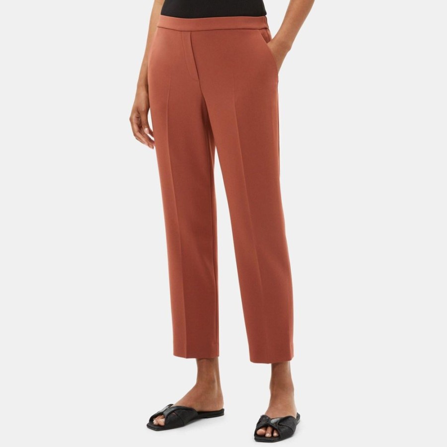 Women Theory Outlet | Slim Cropped Pull-On Pant In Crepe