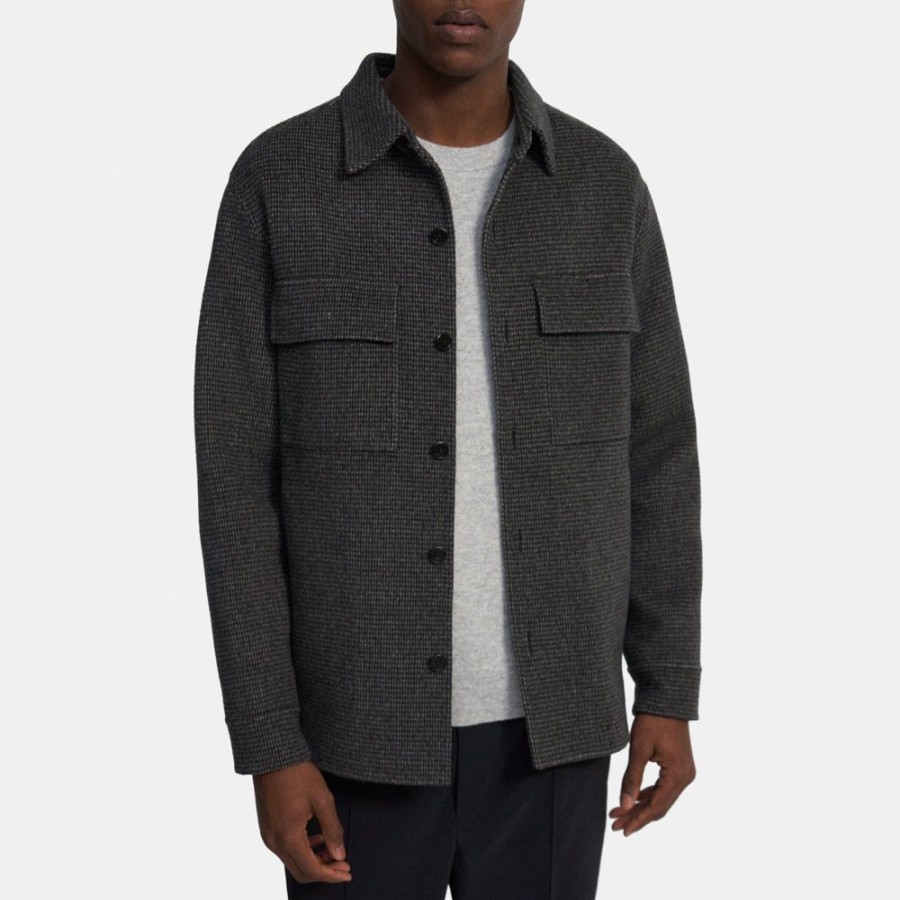 Men Theory Outlet | Shirt Jacket In Double-Face Wool-Cashmere Fossil Multi