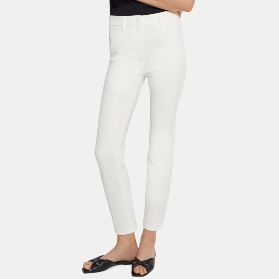 Women Theory Outlet | Slim Cropped Pant In Performance Knit White