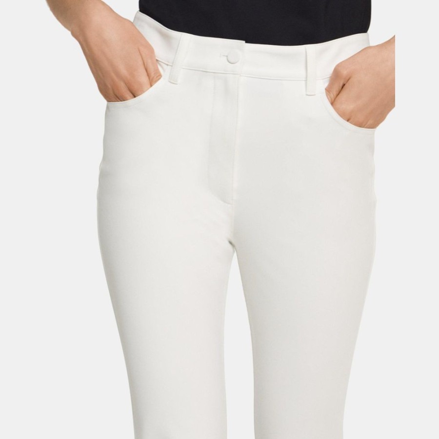 Women Theory Outlet | Slim Cropped Pant In Performance Knit White