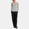 Women Theory Outlet | Twisted Tank Top In Cotton Blend Harbor