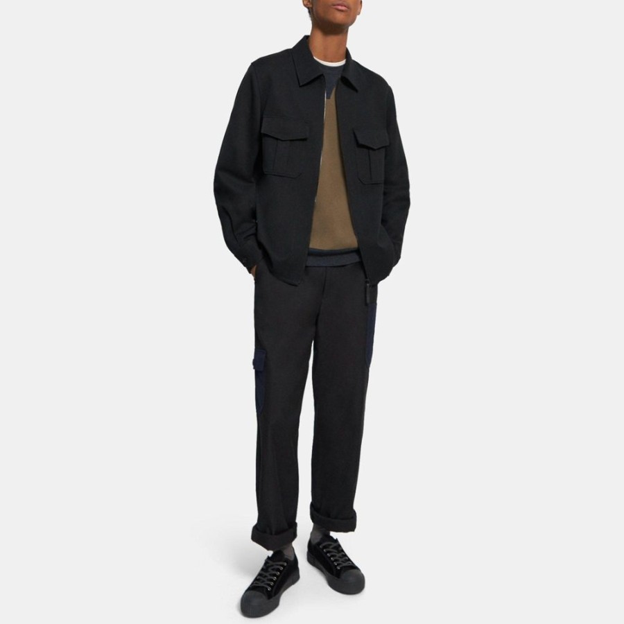 Men Theory Outlet | Cotton-Wool Twill Shirt Jacket Black