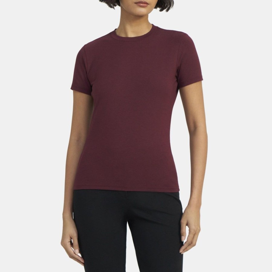 Women Theory Outlet | Tiny Tee In Modal Cotton Bordeaux