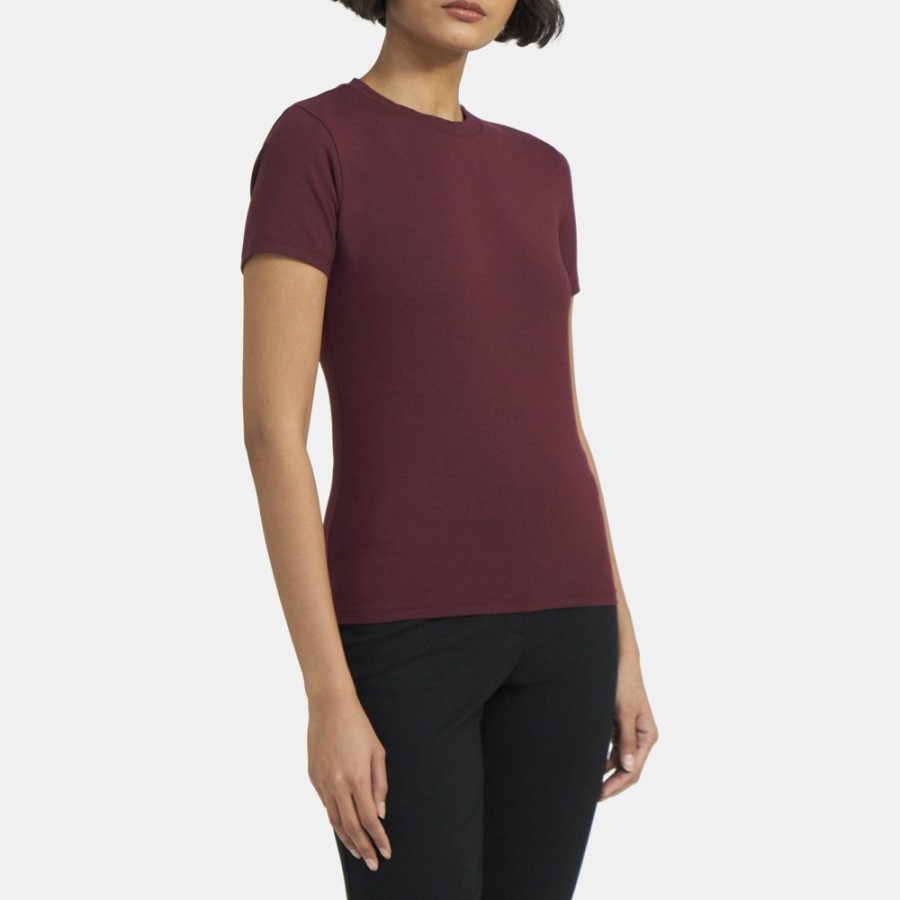 Women Theory Outlet | Tiny Tee In Modal Cotton Bordeaux