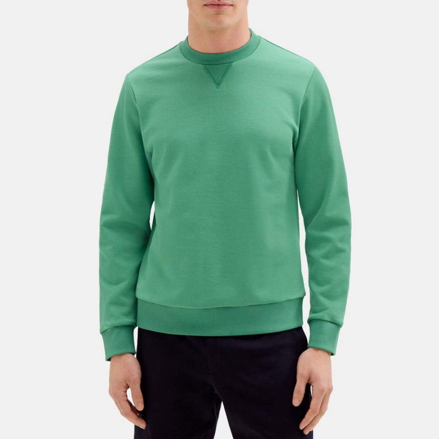 Men Theory Outlet | Essential Sweatshirt In Cotton-Blend Terry Jade Green