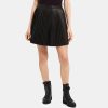 Women Theory Outlet | Pleat Mini Skirt In Leather Black