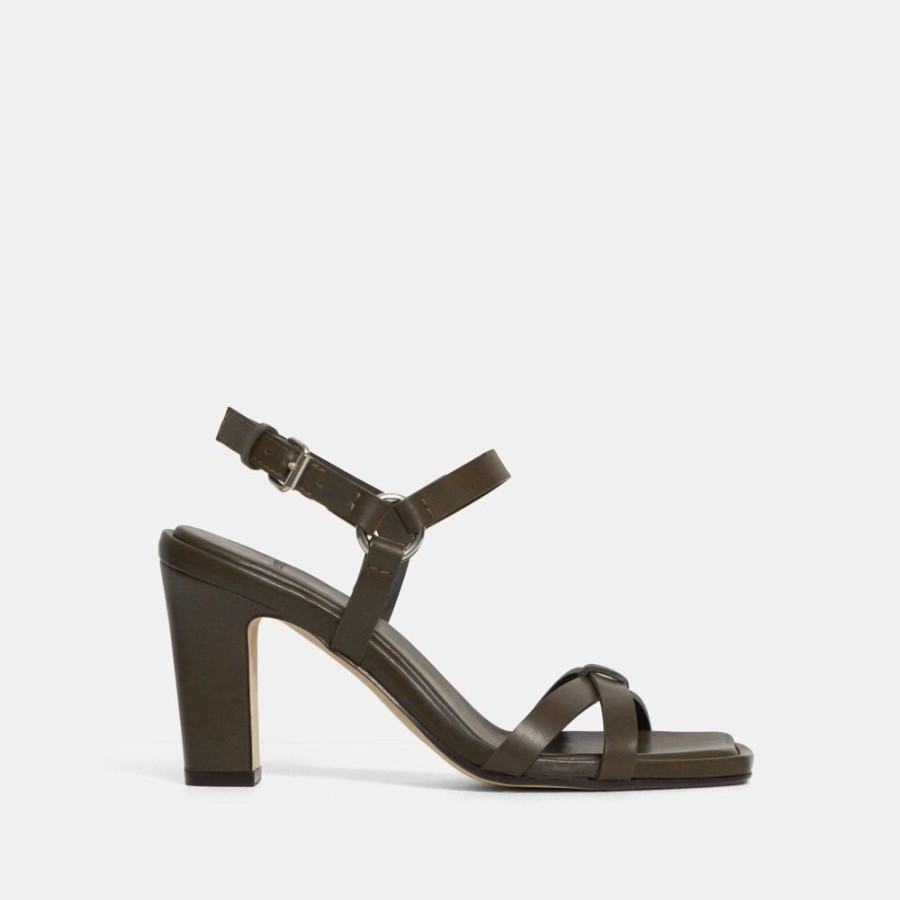 Women Theory Outlet | Block Heel Sandal In Leather Moss