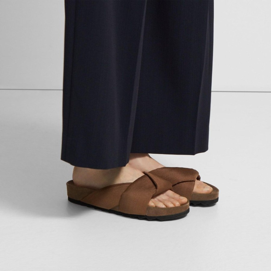 Women Theory Outlet | Folded Slide In Faille Dark Bronze