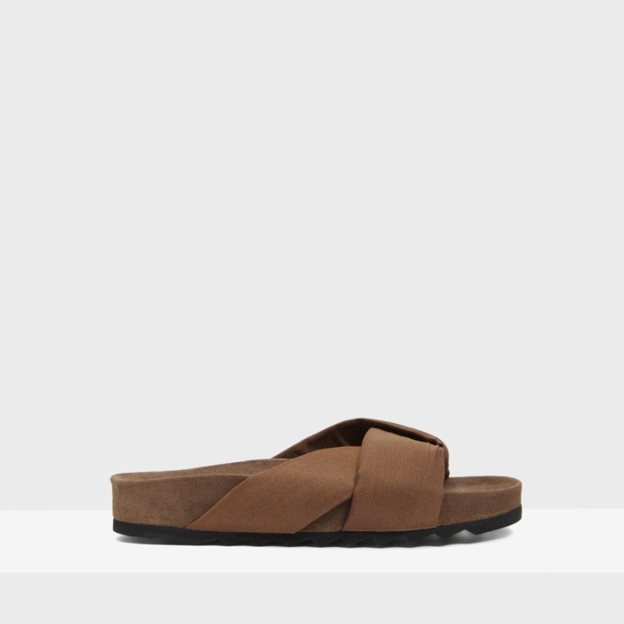 Women Theory Outlet | Folded Slide In Faille Dark Bronze