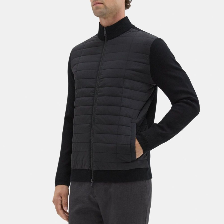 Men Theory Outlet | Zip Puffer Cardigan In Stretch Viscose