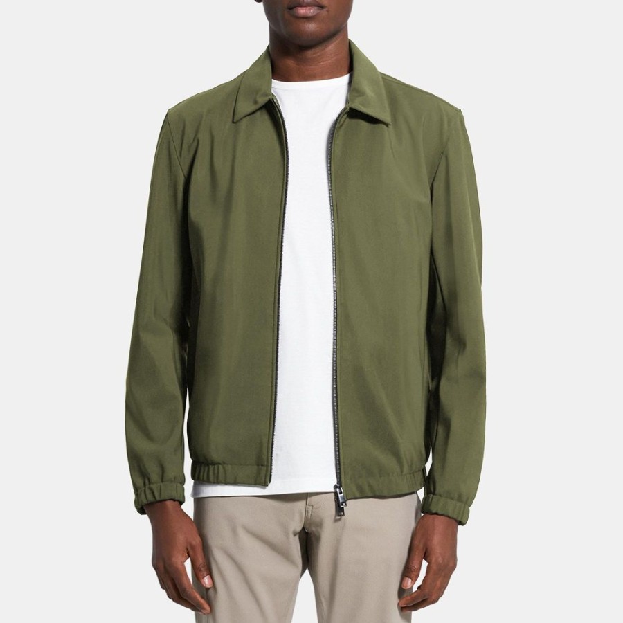 Men Theory Outlet | Blouson Jacket In Performance Knit Branch Green