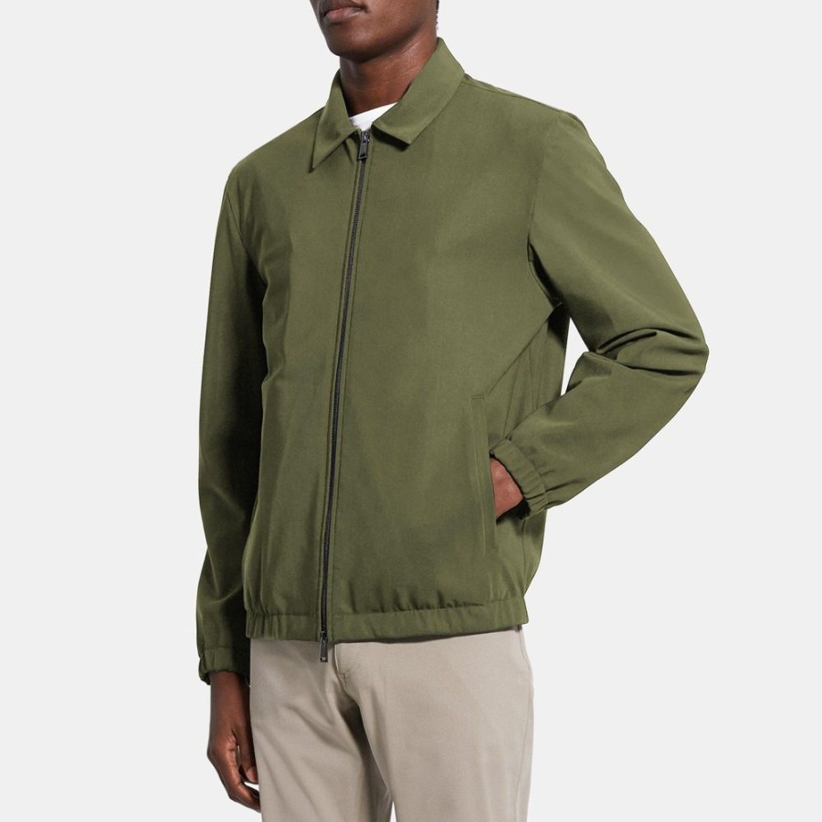 Men Theory Outlet | Blouson Jacket In Performance Knit Branch Green