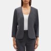 Women Theory Outlet | Open Blazer In Stretch Wool Charcoal Melange