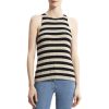 Women Theory Outlet | Striped Tank Top In Merino Wool Classic Khaki/Deep Navy