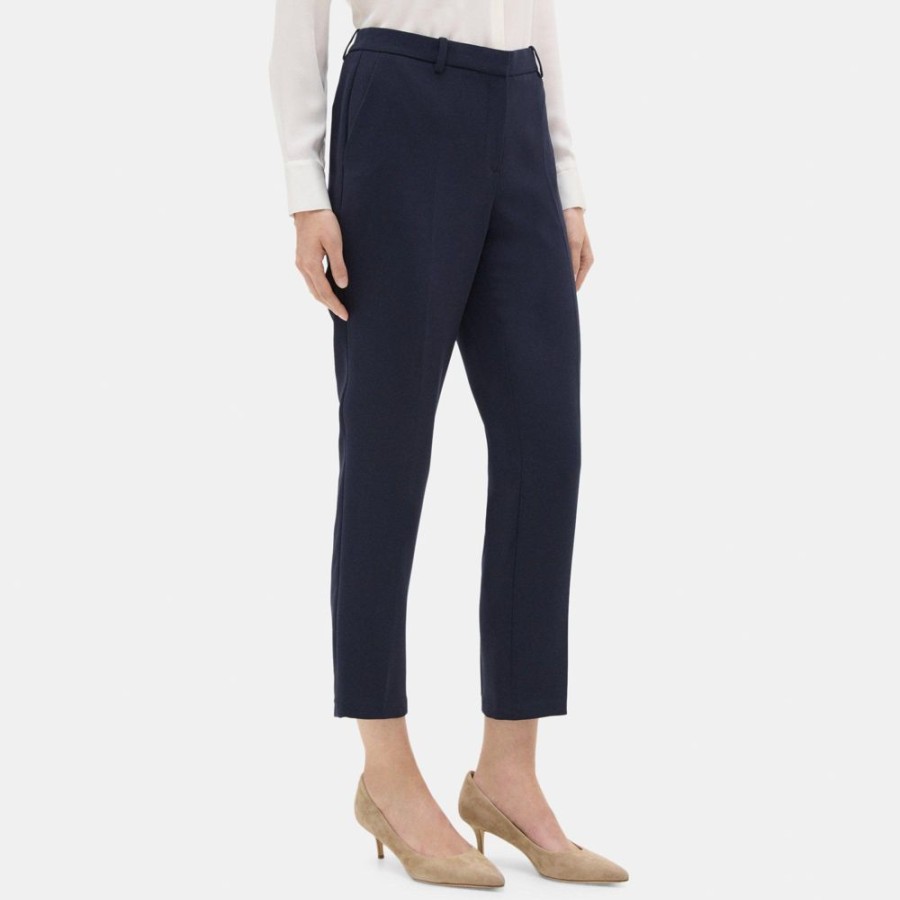 Women Theory Outlet | Slim Cropped Pant In Crepe New Navy