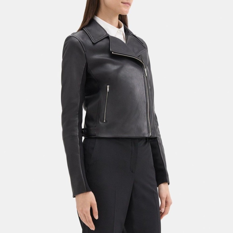 Women Theory Outlet | New Moto Jacket In Leather Black