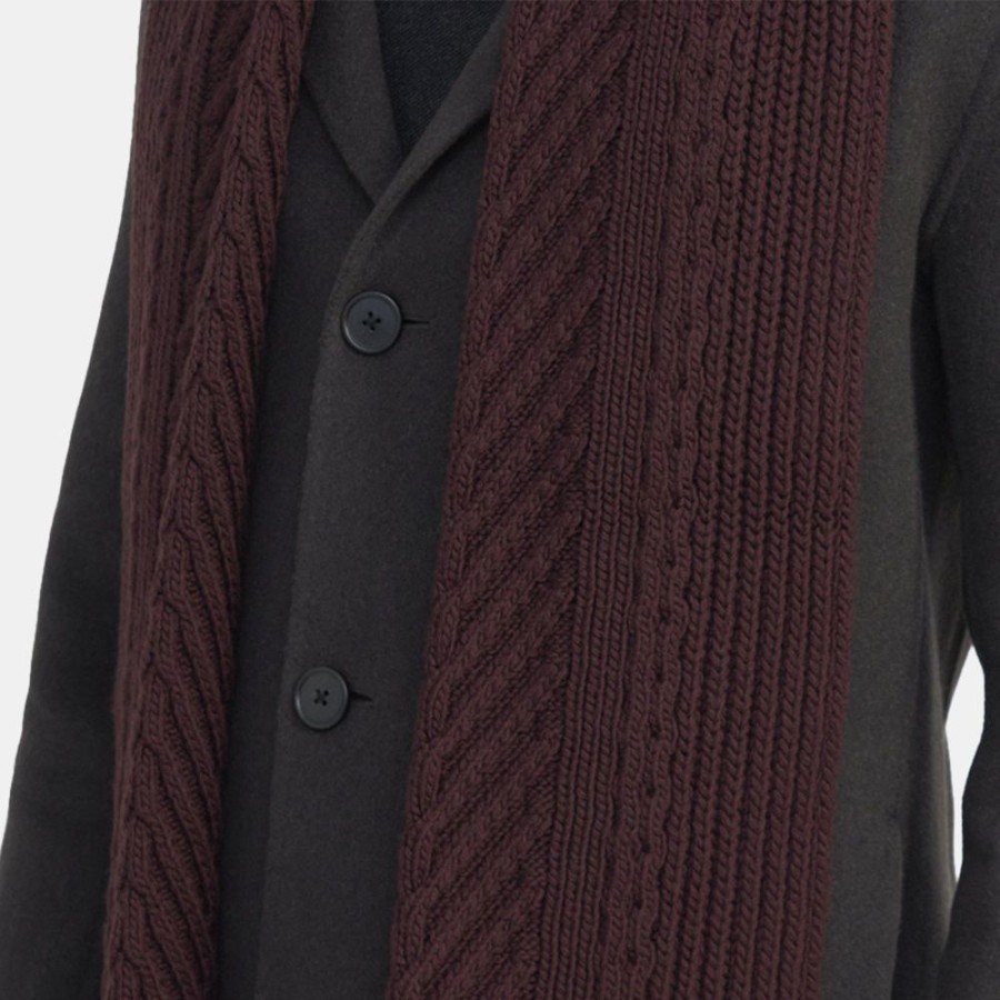 Men Theory Outlet | Cable Knit Scarf In Merino Wool Malbec