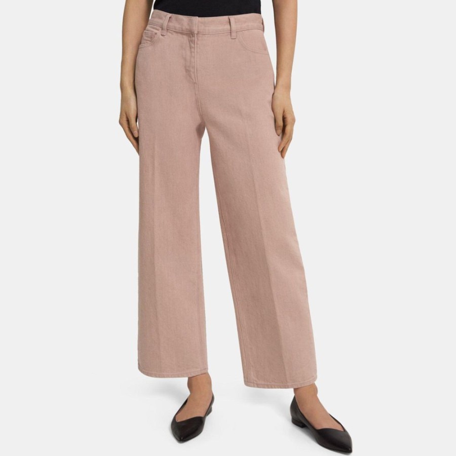 Women Theory Outlet | Wide Crop Jean In Dyed Denim Blush