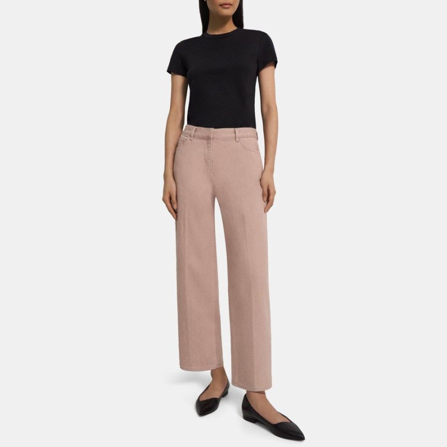 Women Theory Outlet | Wide Crop Jean In Dyed Denim Blush