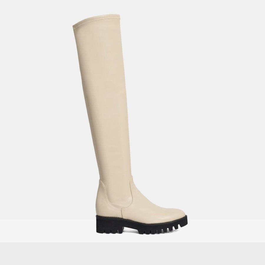 Women Theory Outlet | Over-The-Knee Boot In Faux Leather Oatmeal