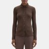 Women Theory Outlet | Slim Fit Shirt In Ribbed Modal Cotton Brownstone Mel