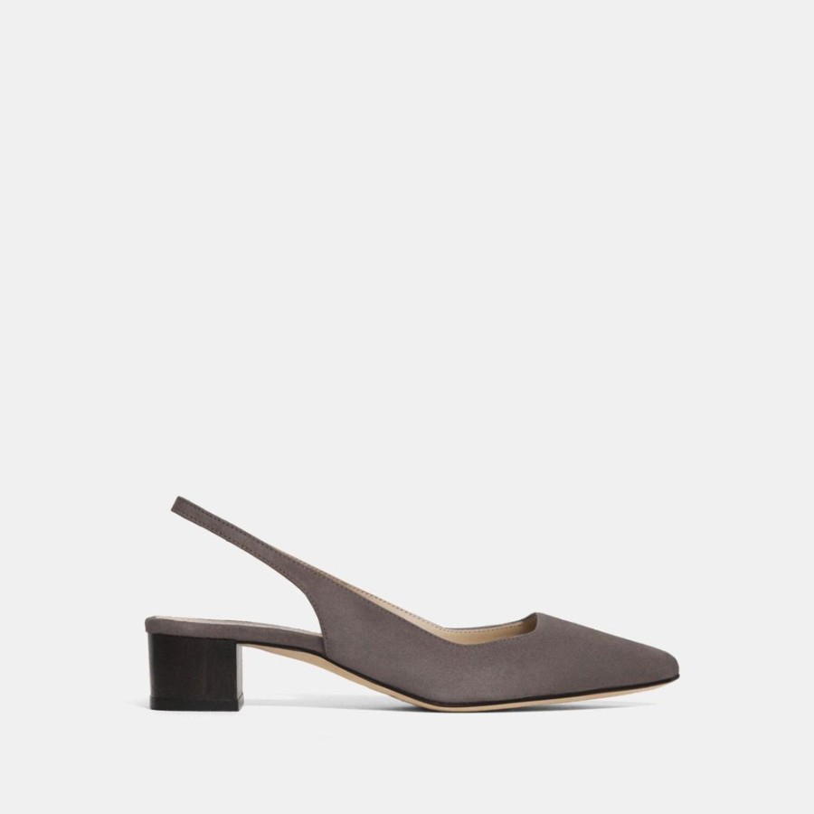 Women Theory Outlet | Block Heel Slingback In Suede Elm