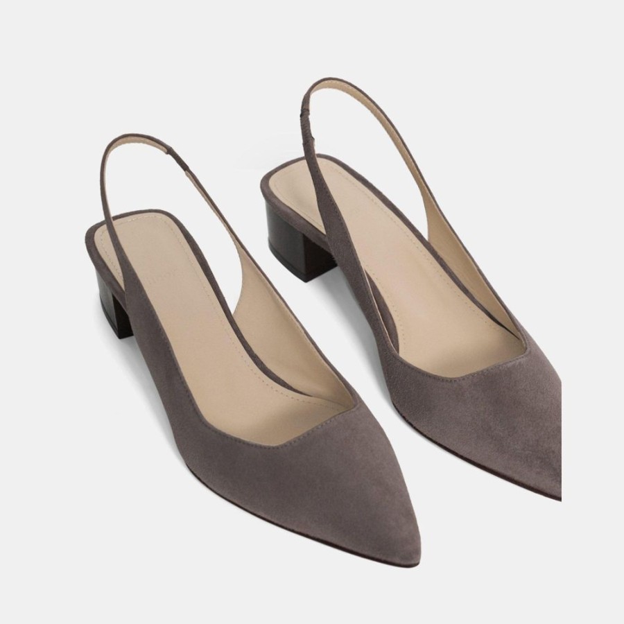 Women Theory Outlet | Block Heel Slingback In Suede Elm