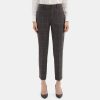 Women Theory Outlet | Classic Crop Pant In Windowpane Wool-Blend Khaki Multi