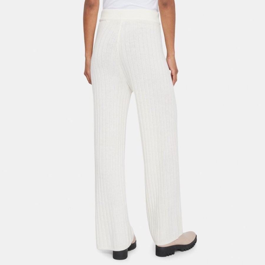 Women Theory Outlet | Easy Jogger Pant In Wool-Cashmere Ivory