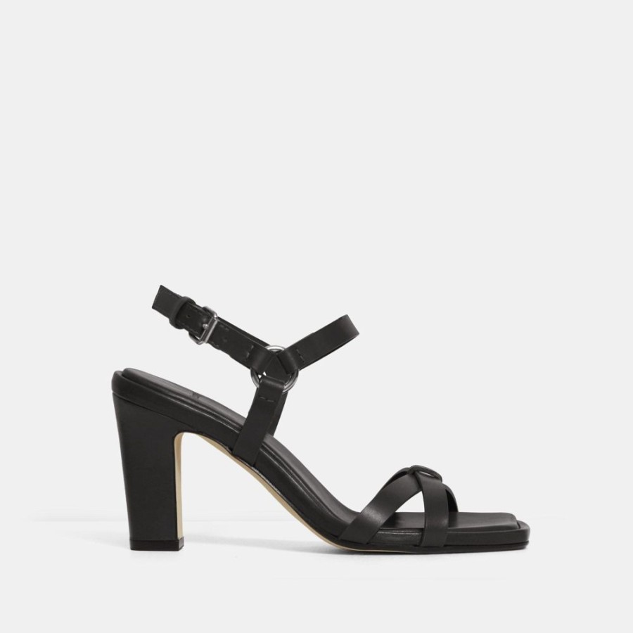 Women Theory Outlet | Block Heel Sandal In Leather Dark Brown