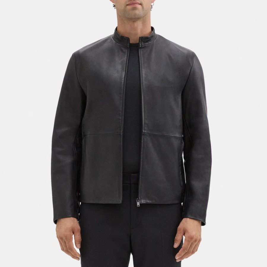 Men Theory Outlet | Zip Jacket In Leather Black