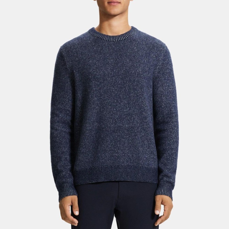 Men Theory Outlet | Crewneck Sweater In Wool-Cashmere Light Baltic/Stone White