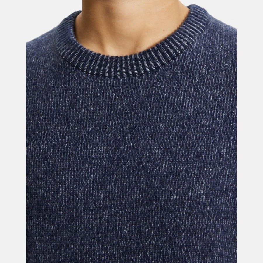 Men Theory Outlet | Crewneck Sweater In Wool-Cashmere Light Baltic/Stone White