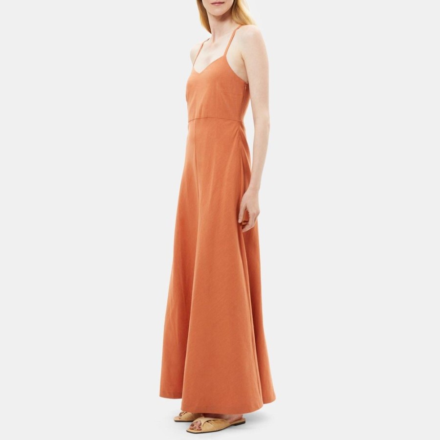 Women Theory Outlet | Cross-Back Dress In Linen Canyon