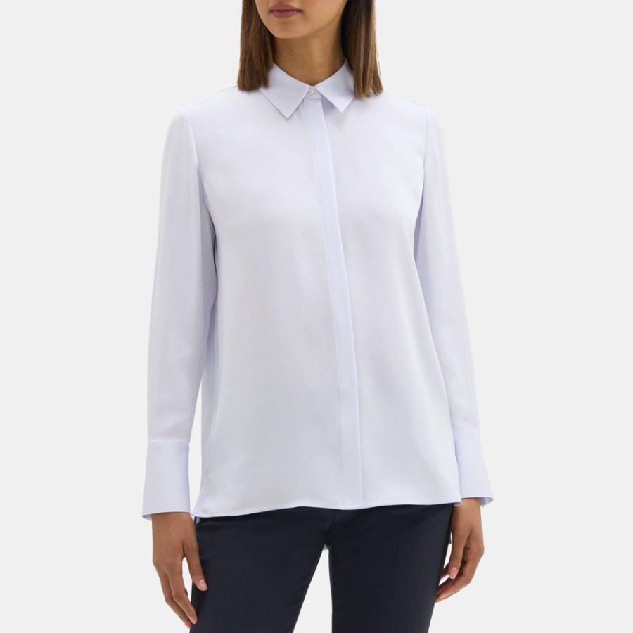 Women Theory Outlet | Relaxed Shirt In Silk Georgette Olympic