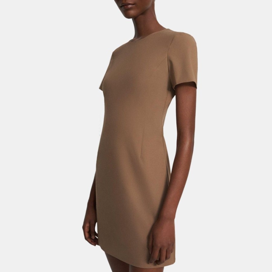 Women Theory Outlet | Sheath Dress In Stretch Wool Truffle